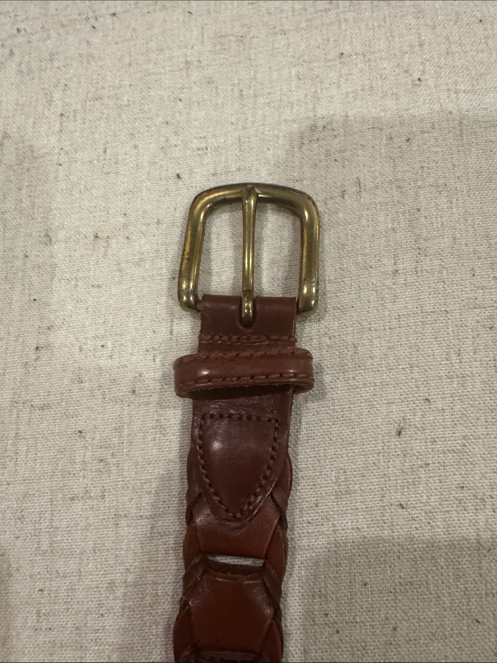 Braided Leather Belt in Brown with Brass Buckle